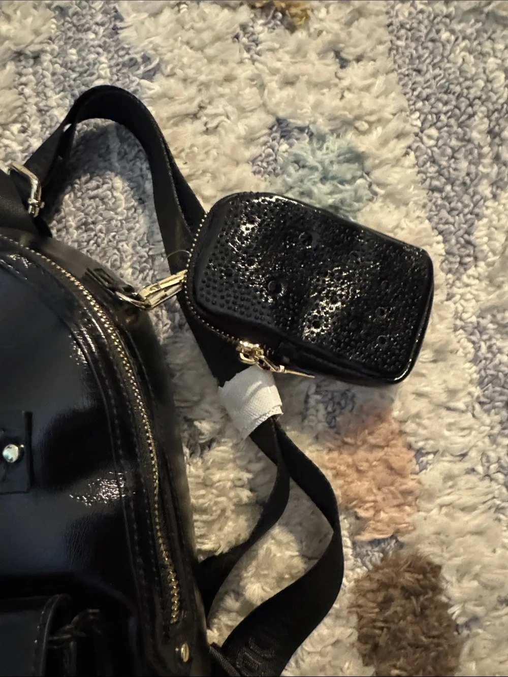 Madden NYC Black Faux Leather Backpack